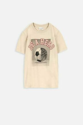 Otroška bombažna kratka majica Coccodrillo bež barva - bež. Otroške kratka majica iz kolekcije Coccodrillo