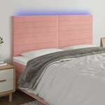 shumee LED posteljno vzglavje roza 180x5x118/128 cm žamet
