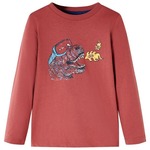 Greatstore Otroška majica z dolgimi rokavi žgano rdeča 128