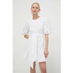 Bombažna obleka Silvian Heach bela barva - bela. Obleka iz kolekcije Silvian Heach. Model izdelan iz mrežaste tkanine. Model iz zračne bombažne tkanine.