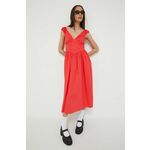 Obleka Abercrombie &amp; Fitch rdeča barva - rdeča. Obleka iz kolekcije Abercrombie &amp; Fitch. Model izdelan iz enobarvne tkanine. Model iz izjemno udobne tkanine z visoko vsebnostjo bombaža.