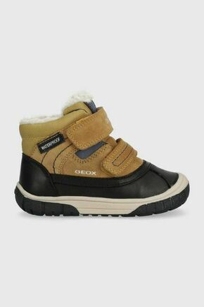 Otroški zimski škornji Geox bež barva - bež. Zimski čevlji iz kolekcije Geox. Podloženi model izdelan iz kombinacije naravnega usnja