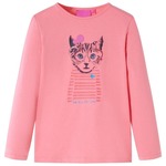 vidaXL Otroška majica z dolgimi rokavi potisk mačka roza 92