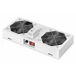 DIGITUS Hladilna enota 2x vent. s termostatom siva DN-19 FAN-2-WM-T