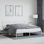 shumee Kovinski posteljni okvir z vzglavjem bel 180x200 cm