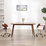 shumee vrtljivi stoli 2 kos belega upognjenega lesa in imitacije usnja