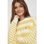 Bombažen pulover Polo Ralph Lauren ženska, rumena barva - rumena. Pulover iz kolekcije Polo Ralph Lauren, izdelan iz udobne, rahlo elastične tkanine. Model iz zračne bombažne tkanine.