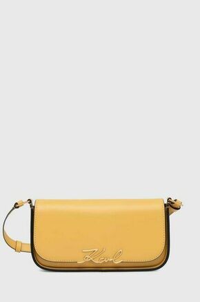 Usnjena torbica Karl Lagerfeld rumena barva