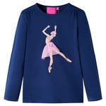 vidaXL Otroška majica z dolgimi rokavi potisk balerine mornarsko modra 92