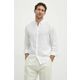 Lanena srajca Michael Kors bela barva - bela. Srajca iz kolekcije Michael Kors, izdelana iz enobarvne tkanine. Model iz izjemno udobne, zračne tkanine.