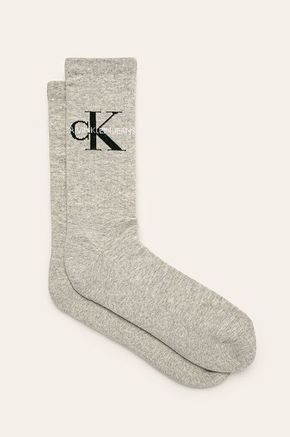 Calvin Klein nogavice - siva. Dolge nogavice iz zbirke Calvin Klein. Model iz elastičnega materiala.
