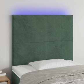 Vidaxl LED posteljno vzglavje temno zeleno 80x5x118/128 cm žamet