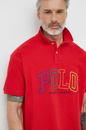 Bombažen polo Polo Ralph Lauren rdeča barva - rdeča. Polo iz kolekcije Polo Ralph Lauren. Model izdelan iz tanke