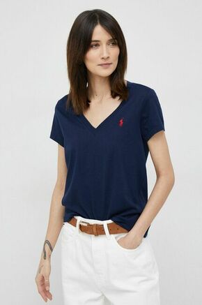 Bombažna kratka majica Polo Ralph Lauren mornarsko modra barva - mornarsko modra. Kratka majica iz kolekcije Polo Ralph Lauren. Model izdelan iz rahlo elastične pletenine.