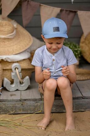Otroška bombažna kapa Jamiks - modra. Otroški kapa s šiltom vrste baseball iz kolekcije Jamiks. Model izdelan iz bombažne tkanine.