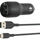 Belkin 24W dvojni avtomobilski polnilnik USB-A + 1m kabel USB-C, črn
