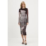 Obleka Desigual ABYSS LACROIX rjava barva, 25WWVK01 - rjava. Obleka iz kolekcije Desigual. Model izdelan iz tanke, elastične pletenine. Model iz mehke in na otip prijetne tkanine.