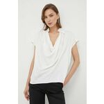 Majica Trussardi ženska, bela barva - bela. Bluza iz kolekcije Trussardi, izdelana iz enobarvnega materiala. Model iz izjemno udobne tkanine z visoko vsebnostjo viskoze.