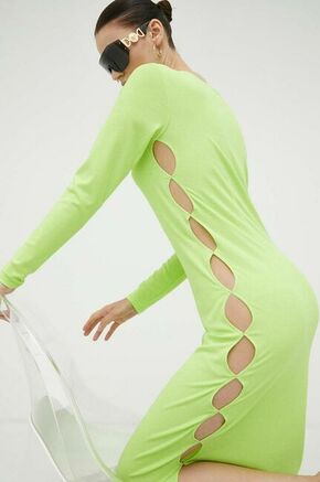 Obleka Résumé zelena barva - zelena. Obleka iz kolekcije Résumé. Model izdelan iz elastične pletenine. Izdelek vsebuje reciklirana vlakna.
