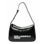 Torbica Karl Lagerfeld Jeans črna barva - črna. Majhna torbica iz kolekcije Karl Lagerfeld Jeans. Model na zapenjanje, izdelan iz ekološkega usnja.