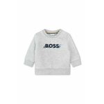 Otroški pulover BOSS siva barva - siva. Otroški pulover iz kolekcije BOSS. Model izdelan iz pletenine s potiskom.