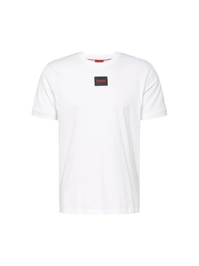 Bombažna kratka majica HUGO bela barva - bela. Lahkotna kratka majica iz kolekcije HUGO. Model izdelan iz tanke