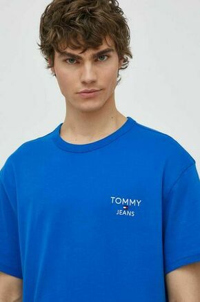 Bombažna kratka majica Tommy Jeans moški - modra. Lahkotna kratka majica iz kolekcije Tommy Jeans