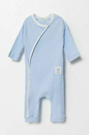 Bombažen pajac za dojenčka United Colors of Benetton - modra. Pajac za dojenčka iz kolekcije United Colors of Benetton. Model izdelan iz enobarvne pletenine. Visokokakovosten material