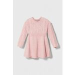 Obleka za dojenčka Pinko Up roza barva - roza. Otroški obleka iz kolekcije Pinko Up. Model izdelan iz enobarvne pletenine. Model iz mehke in na otip prijetne tkanine.