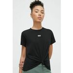 Bombažna kratka majica Dkny ženski, črna barva - črna. Kratka majica iz kolekcije Dkny, izdelana iz pletenine z nalepko. Model iz izjemno udobne bombažne tkanine.