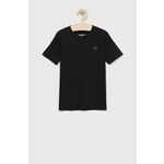 Otroška kratka majica Abercrombie &amp; Fitch črna barva - črna. Otroški kratka majica iz kolekcije Abercrombie &amp; Fitch. Model izdelan iz pletenine z nalepko.