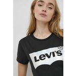 Bombažen t-shirt Levi's črna barva - črna. T-shirt iz kolekcije Levi's. Model izdelan iz tanke, rahlo elastične pletenine.