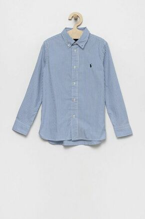 Otroška bombažna srajca Polo Ralph Lauren - modra. Otroška srajca iz kolekcije Polo Ralph Lauren. Model izdelan iz vzorčaste tkanine.