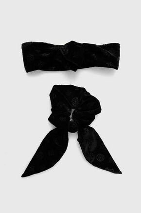 Naglavni trak in elastika za lase Guess - črna. Naglavni trak in elastika za lase iz kolekcije Guess. Model izdelan iz tekstilnega materiala.