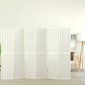 Shumee Zložljiv 6-delni paravan japonski stil 240x170 cm bele barve