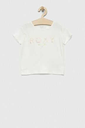 Otroška bombažna kratka majica Roxy bela barva - bela. Otroški kratka majica iz kolekcije Roxy. Model izdelan iz tanke