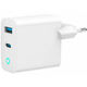 Gembird hitri polnilec USB A/C PD/QC 3.0 2 porta 65W / 3A (TA-UC-PDQC65L-W-01) LED indikator (prikaz stanja polnjenja)