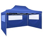 vidaXL Zložljiv šotor s 3 stenami 3x4,5 m modre barve