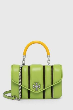 Usnjena torbica Tory Burch zelena barva - zelena. Majhna torbica iz kolekcije Tory Burch. Model na zapenjanje