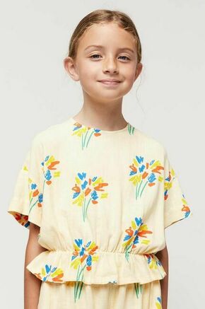 Otroška kratka majica Bobo Choses rumena barva - rumena. Otroške kratka majica iz kolekcije Bobo Choses. Model izdelan iz vzorčastega materiala. Model iz izjemno udobne tkanine z visoko vsebnostjo viskoze.