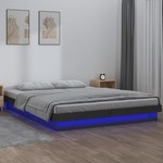 Vidaxl LED posteljni okvir siv 160x200 cm trden les