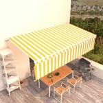 Vidaxl Ročno zložljiva tenda s senčilom 6x3 m rumena in bela