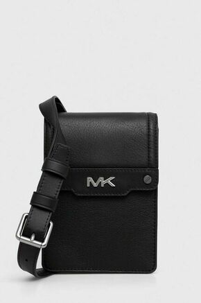 Usnjena torbica za okoli pasu Michael Kors črna barva - črna. Torbica za okoli pasu iz kolekcije Michael Kors. Model izdelan iz naravnega usnja.