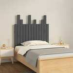 vidaXL Stensko posteljno vzglavje sivo 82,5x3x80 cm trdna borovina