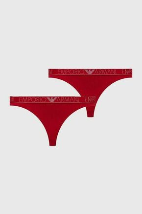 Tangice Emporio Armani Underwear 2-pack rdeča barva - rdeča. Tangice iz kolekcije Emporio Armani Underwear. Model izdelan iz enobarvne pletenine. V kompletu sta dva para.
