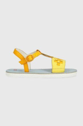 Otroški usnjeni sandali Camper rumena barva - rumena. Otroški sandali iz kolekcije Camper. Model izdelan iz naravnega usnja. Model z usnjeno notranjostjo