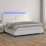 Box spring postelja z vzmetnico LED bela 200x200cm umetno usnje - vidaXL - Bela - 93,88 - 200 x 200 cm - vidaXL