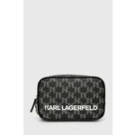Kozmetična torbica Karl Lagerfeld črna barva - črna. Majhna kozmetična torbica iz kolekcije Karl Lagerfeld. Model izdelan iz ekološkega usnja.