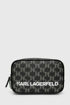 Kozmetična torbica Karl Lagerfeld črna barva - črna. Majhna kozmetična torbica iz kolekcije Karl Lagerfeld. Model izdelan iz ekološkega usnja.