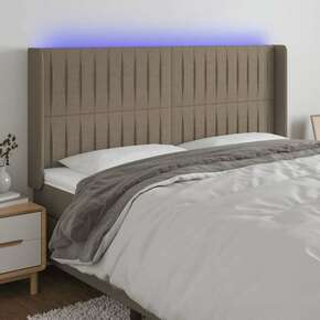 Greatstore LED posteljno vzglavje taupe 163x16x118/128 cm blago